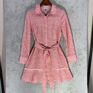 COURT & ROWE Pink Floral Printed Long Sleeve Button Up Shirt Dress Size M
